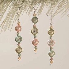 Bethany Lowe Set of 3 Pastel Dripping Drop Glass Christmas Tree Ornaments New