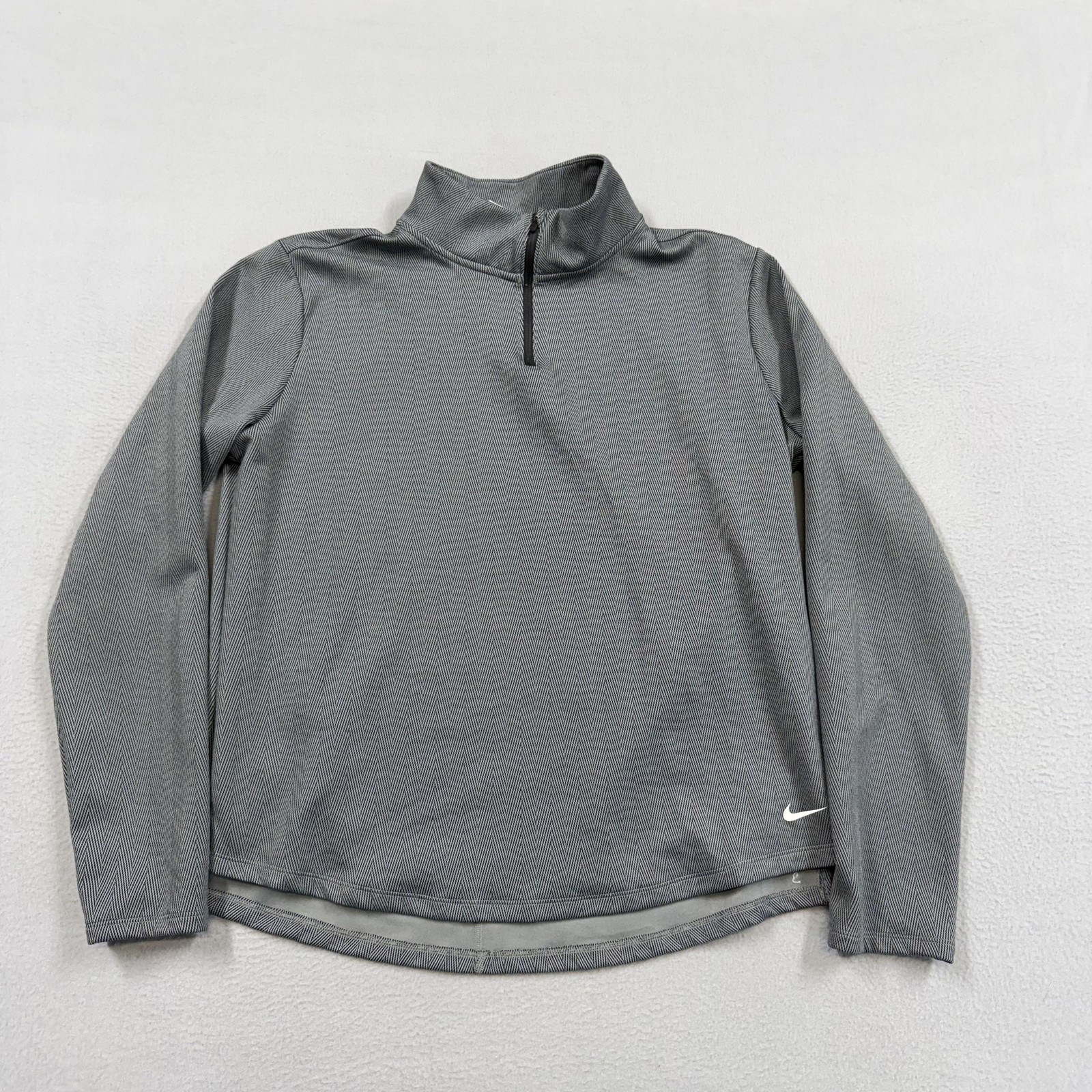 Nike Sweatshirt Womens Large Gray Therma-FIT Fleece 1/4 Zip Mock Neck Pullover