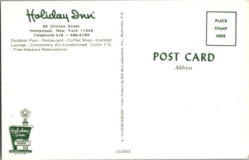 Postcard Inn Logo Hempstead NY postcard HOLIDAY INN HOTEL WITH CARS & AMENITIES o/17 ...