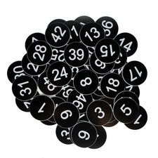 Numbered Plastic Tags 1-50, Engraved, Black, Solid Surface