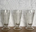 Jeannette MILKSHAKE GLASS Diner Malt Soda Fountain Vintage Set Of 3 Ribbed EUC