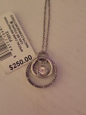 Diamond Triple Circle 18" Pendant Necklace Sterling Silver 925 stamped