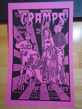RARE Cramps Bomboras 1998 tour CONCERT FLYER rockabilly punk Rob Zombie label OK