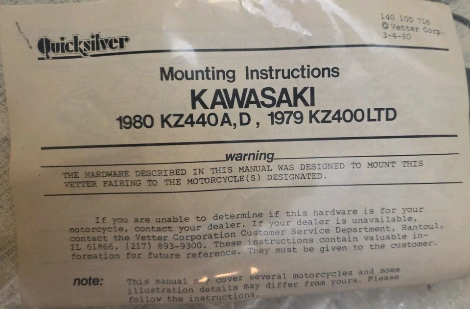 81 KAWASAKI KZ 440 A D 1979 KZ400 LTD 1980 CARENADO SOPORTE DE MONTAJE Y HERRAJES  Foto 3 de 4