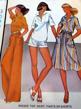LOVELY VTG 1970s TOP SKIRT PANTS or SHORTS Sewing Pattern 12/34 FF