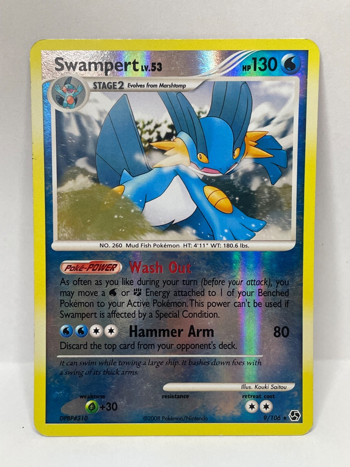Swampert Pokemon TCG Great Encounters 9/106 Reverse Holo Rare MP