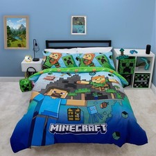 Minecraft Levels Duvet Cover Set Double 2 in 1 Design Boys Girls Polycotton