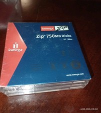 Iomega Zip drive Disks 750MB 3 Pack New Sealed Blank media PC Mac Vintage NOS HD