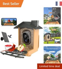 Mangeoire à Oiseaux HD 2K avec Caméra AI Vision Nocturne et Panneau Solaire