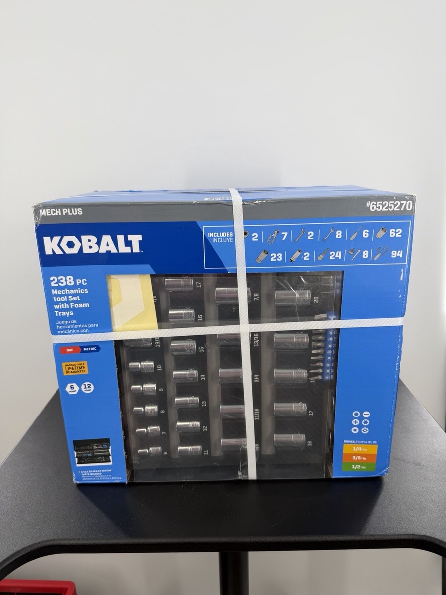 Kobalt 238 PC Standard SAE Metric Mechanics Tool Set With Foam