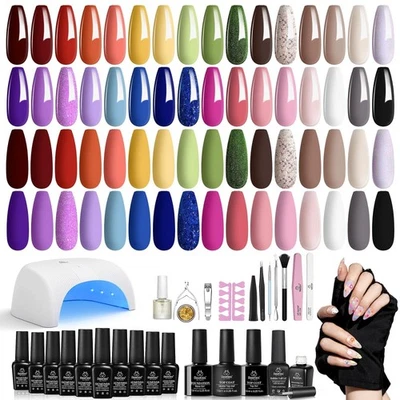 BEETLES GEL POLISH Beetles 52 Pcs Gel Nail Polish Kit with UV LED Light Starter Kit Soak Off 32
