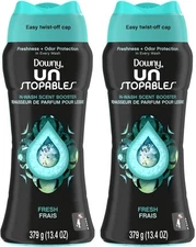 2 PACK Downy Unstopables In-Wash Scent Booster Laundry Beads, Fresh Scent 13.4oz