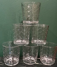 Set of 6  Libbey Old-Fashioned Glasses AWA 12 oz Clear Polka Dots Pattern