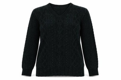 Classic Elements Damen Pullover Pulli Größe S Grün V-Ausschnitt Gestreift Langarm