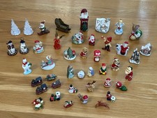 Vintage CHRISTMAS FIGURINES Lot Village Figures Santa Train Snowman Ornament Mix