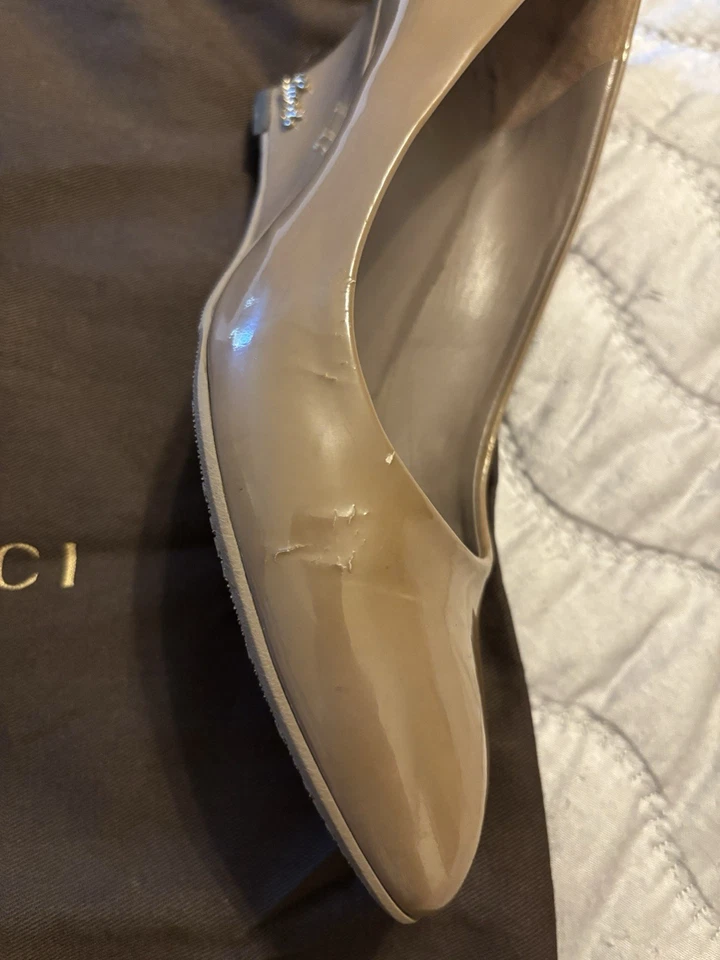 Zapatos de tacón de cuña Gucci de cuero beige con bolsa antipolvo-talla Eu37 o EE. UU. 7 Foto 3 de 4