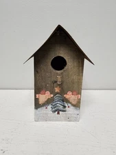 Painted Bird House With Metal Roof Painted Angels Holiday