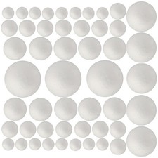 50 Pack Craft Foam Balls, 5 Sizes 1-2.4 Inches , White 5sizes 50pcs