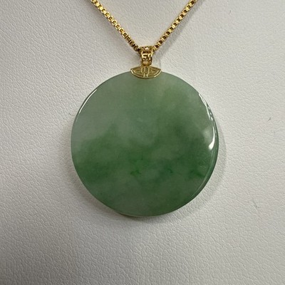 18K Certified Grade A Natural Burmese Jadeite Icy Green Safe and sound pendant