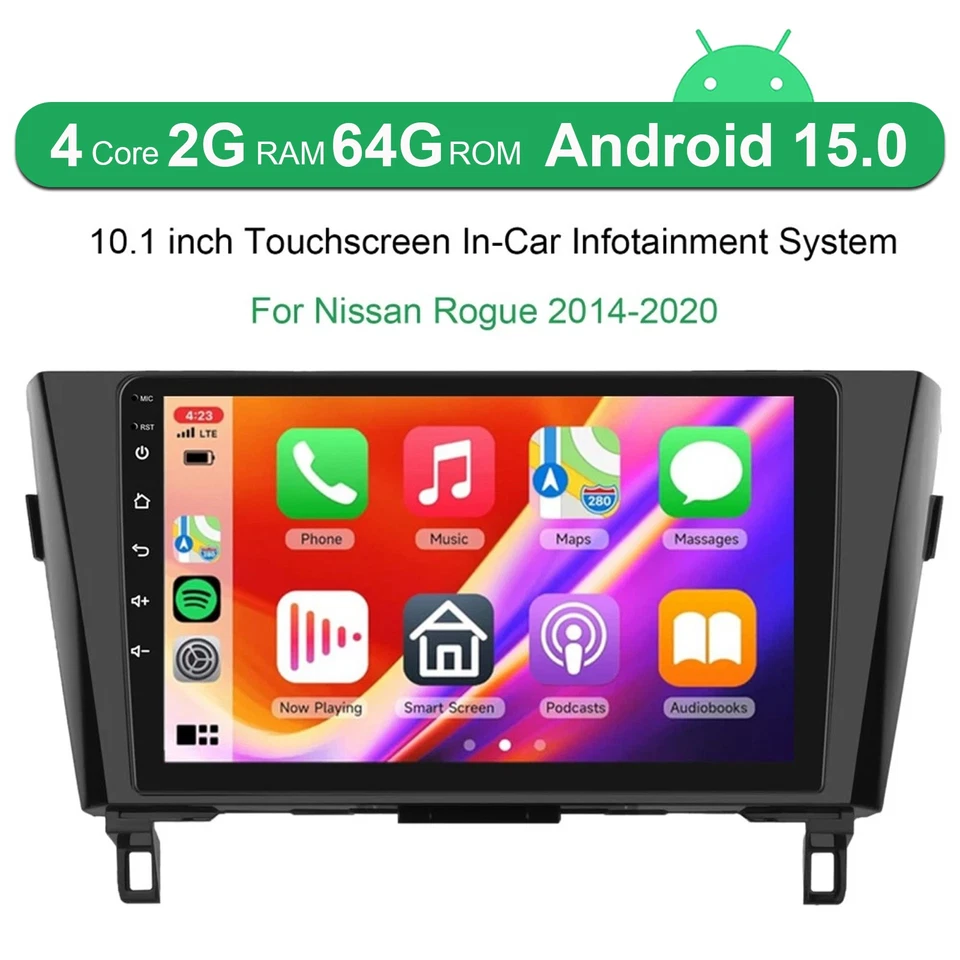 For 2014-2020 Nissan Rogue Wireless Apple CarPlay Android 15 Car Radio GPS 2+64G Foto 2 de 4