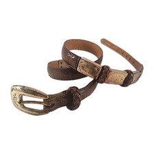 Vintage Brighton Faux Croc Brown Leather Belt w/ Silver Conchos 90307 Size M