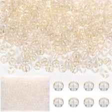 200 pcs 10x12mm Large Hole Hair Beads, Clear Gold Glitter Jumbo Pony Beads for B
