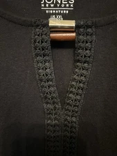 Jones New York signature shirt Womens Long Sleeve Black Silver 100% Cotton XXL