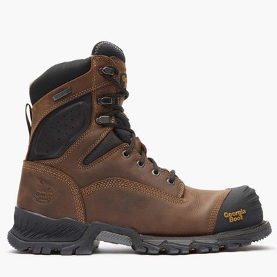 Men's Georgia Boot Rumbler 8'' Work Boots, Black/Brown, 10.5 2E Wide US
