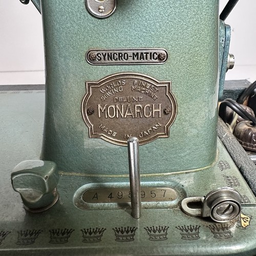 Vintage Monarch Deluxe Syncro-Matic Sewing Machine with Case - Japan – WORKS! - Picture 3 of 14