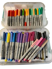 Lot of 136 Ultra Sharpie Fine Point Permanent Marker Tested Many Colors (Lot 3)