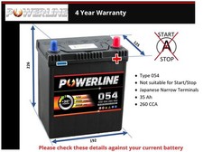 Battery fits HONDA JAZZ 1.2 1.3 1.4 1.5 2002 on 054 265A 32Ah 4Yr Warranty New