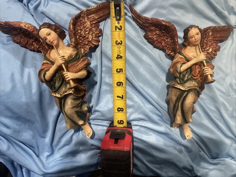 Lot Of 2 Vintage Angel Ornaments Approx. 9 In Long Each