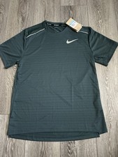 Nike Men  s Dri Fit Miler Running Shirt AJ7565-328 Pine Green -Reflective