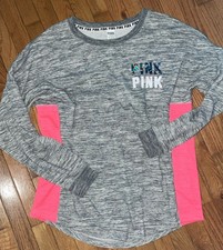 Victoria's Secret Gray Marled Foil Print Sweatshirt Large