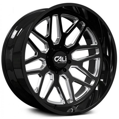 CALI OFF-ROAD Invader 9115 20X10 6X139.7 ET-25 Gloss Blk//Milled (Qty of 4)