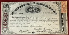 U.S., Scott #R44 Used on 1868 Return of Premium Life Insurance Certificate