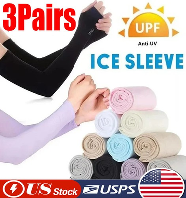 #ad #ad 3 Pairs Cooling Arm Sleeves Cover UV Sun Protection Sports Outdoor For Men Women $2.81