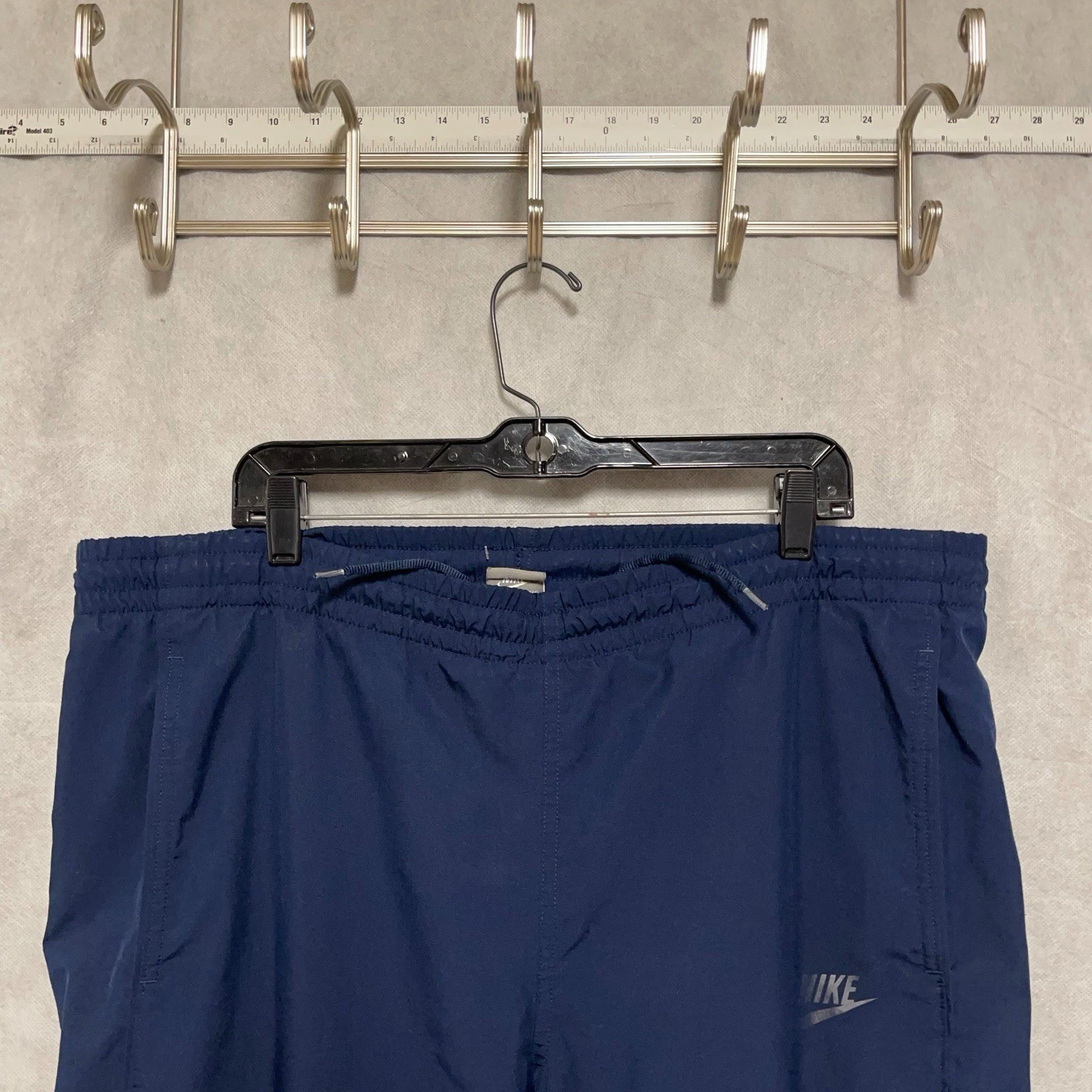 Nike Pants Men L Blu Baggy Track Waist Mesh Lined Sportswear Softshell Ankle Zip