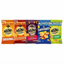 Jacob's Mini Cheddars Multipack Snacks Original, Red Leicester, Cheese & Onion,