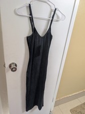 Spaghetti Strap black Grey Ribbed Lulus Dress Size M