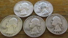 1960 D Washington Quarter 90% Silver - Lot Of 5 Condition Varies a