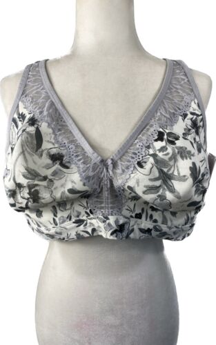 Auden unlined wirefree bra size 42C , gray floral . NWT - Picture 1 of 8