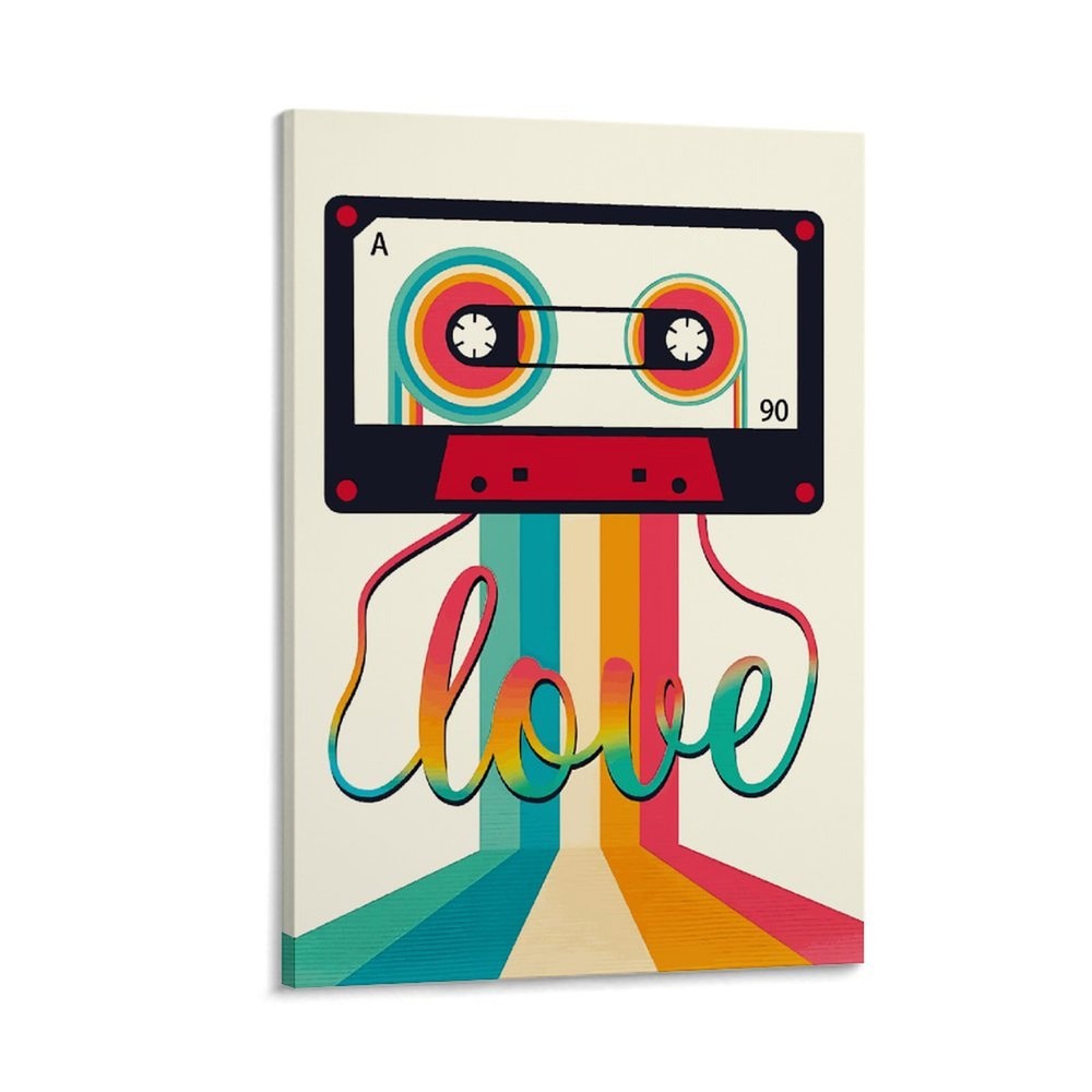 Retro Audio Cassette Tapes Canvas Poster Art Print Office Decor Bedroom Decor