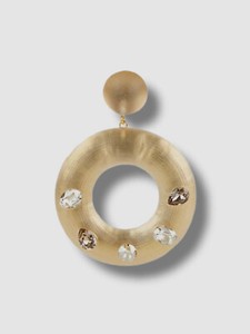 Authentic $275 Alexis Bittar Women's 10k Gold Plated Crystal Studded Donut Post Earring