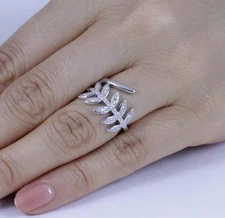 Sterling Silver Cz Vine Leaves Cocktail Band Celebration Ring Size 3-12 SS3167A