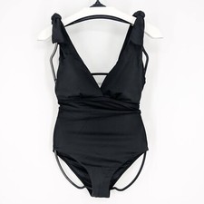 Kim Gravel x Swimsuits For All Tie Shoulder 1-Piece Suit Onyx Women's Size 4