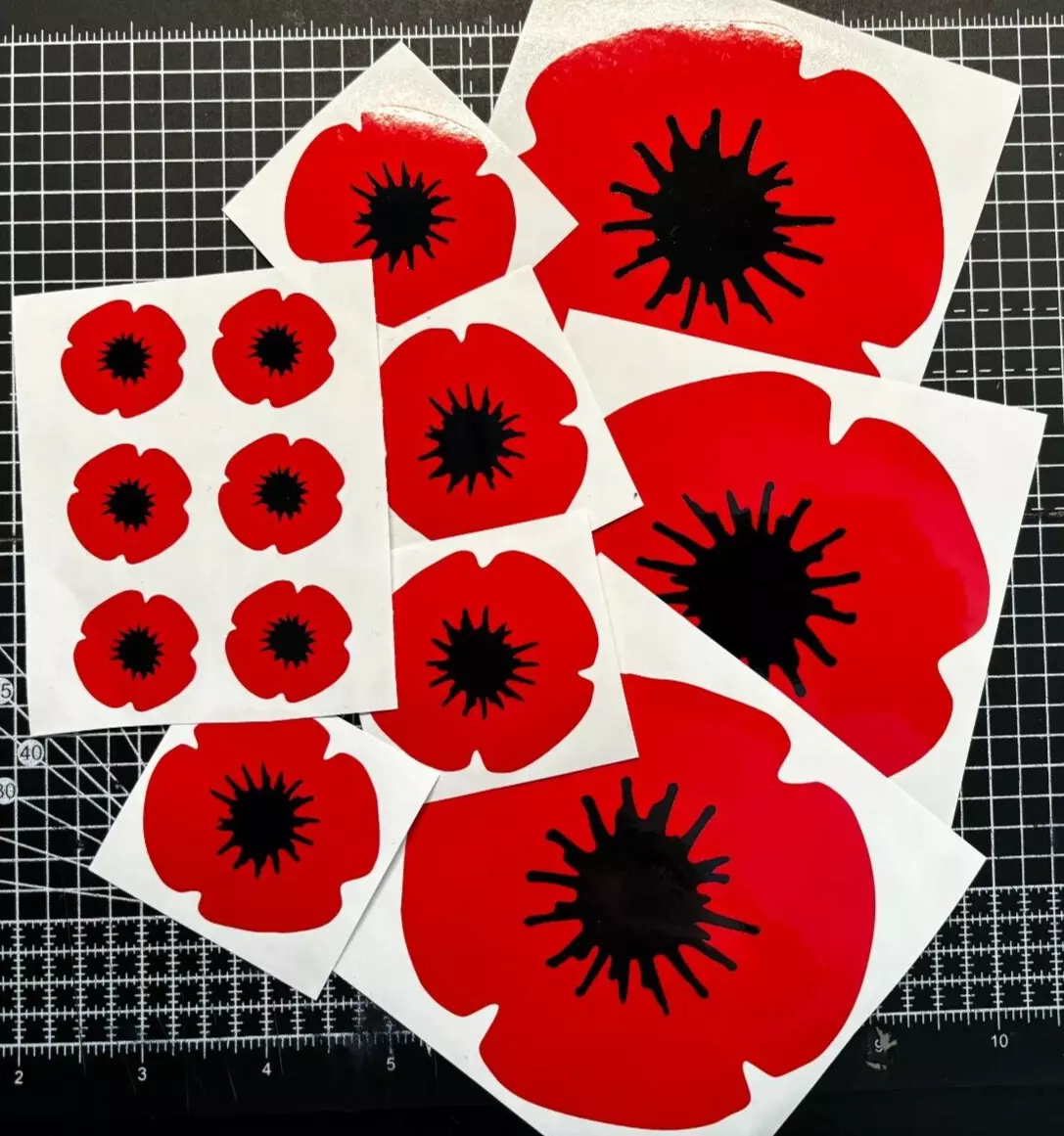 Remembrance Poppy Car Decal Sticker Assorted Kit Lest We Forget