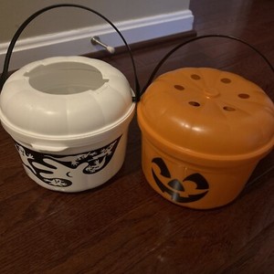 Vintage 1986 McDonald's  Pumpkin Halloween Buckets, LOT of 2