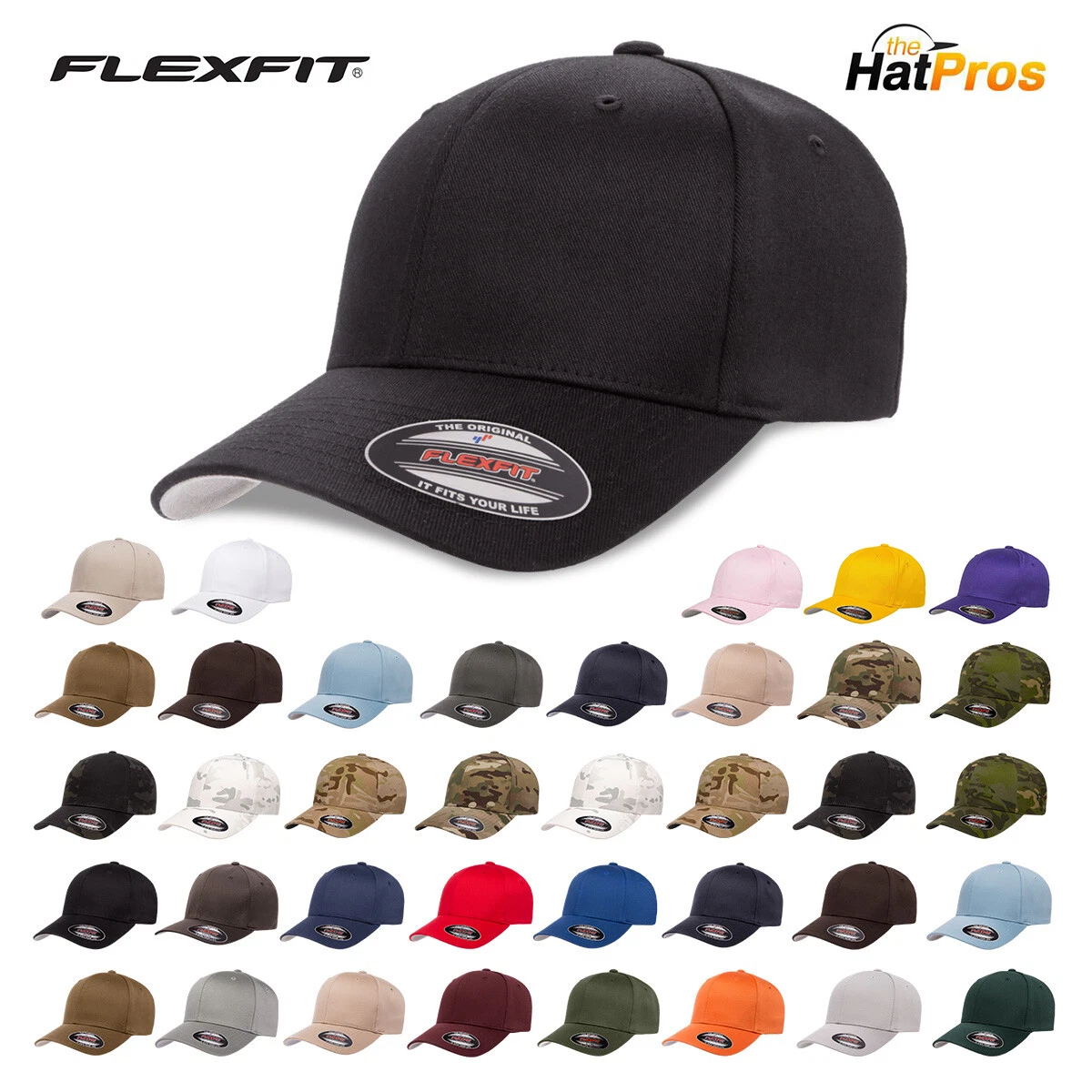 Flexfit 6277 Original Fitted Hat 6 Panel Baseball Cap Flexfit S/M L/XL XXL
Opens in a new window or