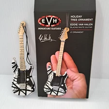 Eddie Van Halen Black and White Stripe Mini Guitar 6" Guitar  Ornament
